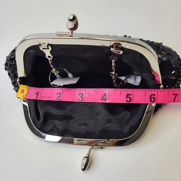 Black Sequin Clutch Purse Evening Sequin Cocktail Purse Black Crossbody Clutch - Picture 3 of 13